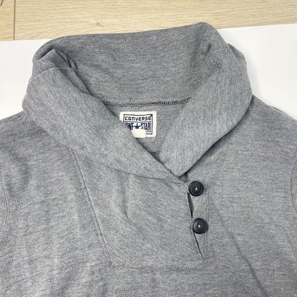 Converse Sweater Cardigan Pullover Ribbed Knit Mock Neck women’s Size 1 XL - Picture 2 of 6